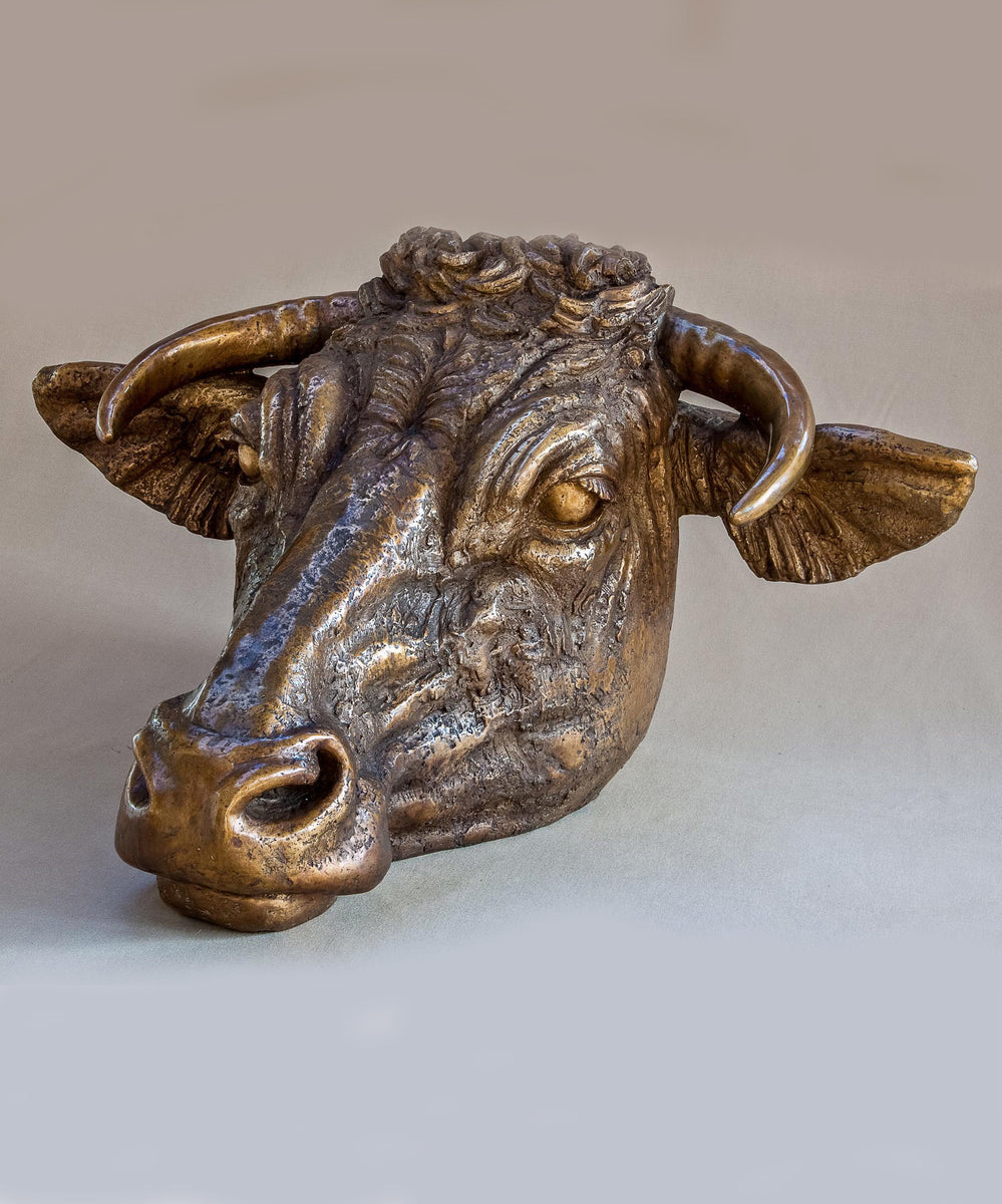 Slovenian Cow Head Sculpture By Sally Arnup Reindeer Antiques