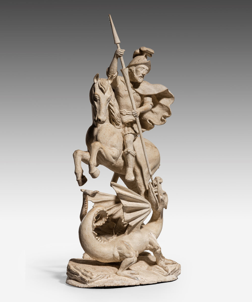 Georgian Carved Statue of St. George and the Dragon – Reindeer Antiques