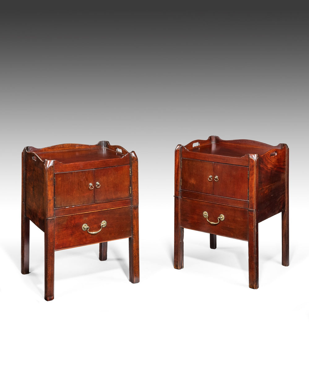 Pair Of Georgian Mahogany Tray Top Commode – Reindeer Antiques
